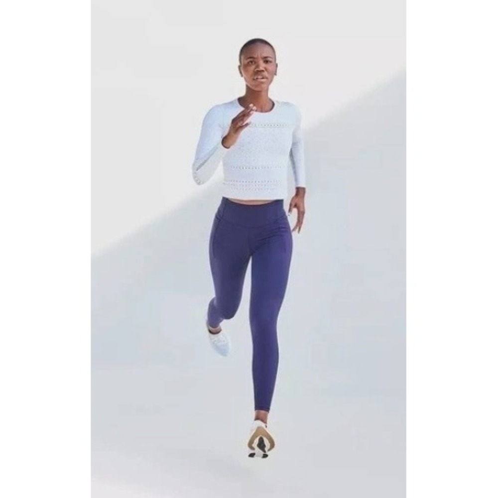 CALIA by Carrie Underwood Pointelle Seamless Long Sleeve Top Light Blue L/XL NWT